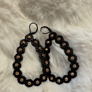 Chic Bronze and Gold Floral Drop Earrings